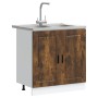 Gabinete Base para Fregadero ""Porto"" con Fregadero de Roble Ahumado 80x46x84,5 cm en Madera Elaborada von , Küchenschränke ...