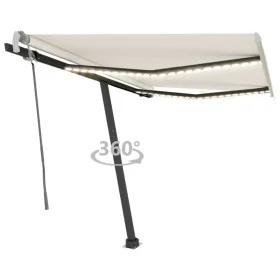 Manuell einziehbare Markise mit cremefarbener LED 300x250 cm von vidaXL, Markisen - Ref: Foro24-3069702, Preis: 380,68 €, Rab...