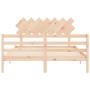 Bed frame with solid wood headboard 140x200 cm by vidaXL, Beds and slatted bases - Ref: Foro24-3195286, Price: 122,45 €, Disc...