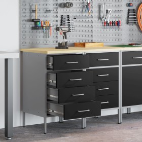 Gabinete de trabajo 2 piezas Negro y Gris de Madera y Acero de , Mesas de trabajo - Ref: Foro24-3321362, Precio: 305,02 €, De...