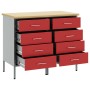 Gabinete de trabajo 2 pcs Rojo y Gris Madera Elaborada y Acero de , Mesas de trabajo - Ref: Foro24-3321363, Precio: 284,16 €,...