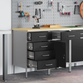 Juego de Gabinetes de Trabajo de 2 Piezas Negro y Gris de Madera Ingenierizada y Acero de , Mesas de trabajo - Ref: Foro24-33...