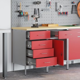 Juego de Muebles de Trabajo de 2 Piezas en Rojo y Gris, Hecho de Madera y Acero de , Mesas de trabajo - Ref: Foro24-3321365, ...