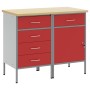 Juego de Muebles de Trabajo de 2 Piezas en Rojo y Gris, Hecho de Madera y Acero by , Work tables - Ref: Foro24-3321365, Price...