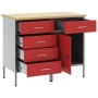 Juego de Muebles de Trabajo de 2 Piezas en Rojo y Gris, Hecho de Madera y Acero by , Work tables - Ref: Foro24-3321365, Price...