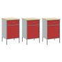 Gabinete de Trabajo 3 piezas Rojo y Gris de Madera y Acero de , Mesas de trabajo - Ref: Foro24-3321367, Precio: 400,34 €, Des...