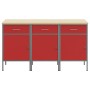 Gabinete de Trabajo 3 piezas Rojo y Gris de Madera y Acero de , Mesas de trabajo - Ref: Foro24-3321367, Precio: 400,34 €, Des...