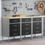 Gabinete de trabajo 3 piezas Negro y Gris Madera y Acero de , Mesas de trabajo - Ref: Foro24-3321368, Precio: 440,36 €, Descu...