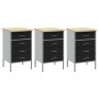 Gabinete de trabajo 3 piezas Negro y Gris Madera y Acero de , Mesas de trabajo - Ref: Foro24-3321368, Precio: 440,36 €, Descu...