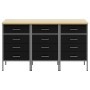 Gabinete de trabajo 3 piezas Negro y Gris Madera y Acero de , Mesas de trabajo - Ref: Foro24-3321368, Precio: 440,36 €, Descu...