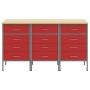 Gabinete de trabajo 3 piezas Rojo y Gris de Madera y Acero de , Mesas de trabajo - Ref: Foro24-3321369, Precio: 447,83 €, Des...