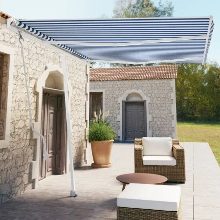 Toldo de pie automático azul y blanco 350x250 cm de vidaXL, Toldos - Ref: Foro24-3069526, Precio: 443,76 €, Descuento: %