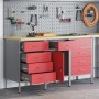 Juego de Gabinetes de Trabajo de 3 Piezas Rojo y Gris de Madera Engineered y Acero by , Work tables - Ref: Foro24-3321373, Pr...
