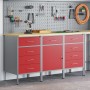 Juego de Gabinetes de Trabajo de 3 Piezas Rojo y Gris de Madera Engineered y Acero by , Work tables - Ref: Foro24-3321373, Pr...