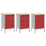 Juego de Gabinetes de Trabajo de 3 Piezas Rojo y Gris de Madera Engineered y Acero by , Work tables - Ref: Foro24-3321373, Pr...