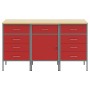Juego de Gabinetes de Trabajo de 3 Piezas Rojo y Gris de Madera Engineered y Acero by , Work tables - Ref: Foro24-3321373, Pr...