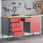 Conjunto de mesa y gabinete de trabajo de 3 piezas en rojo, hecho de madera compuesta y acero by , Work tables - Ref: Foro24-...