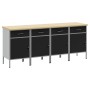 Gabinete de Trabajo 4 pcs Negro y Gris de Madera Elaborada y Acero de , Mesas de trabajo - Ref: Foro24-3321384, Precio: 633,6...