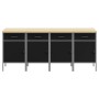 Gabinete de Trabajo 4 pcs Negro y Gris de Madera Elaborada y Acero de , Mesas de trabajo - Ref: Foro24-3321384, Precio: 633,6...
