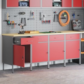 Gabinete de Trabajo 4 pcs Rojo y Gris de Madera y Acero de , Mesas de trabajo - Ref: Foro24-3321385, Precio: 481,98 €, Descue...