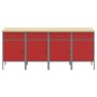 Gabinete de Trabajo 4 pcs Rojo y Gris de Madera y Acero de , Mesas de trabajo - Ref: Foro24-3321385, Precio: 566,70 €, Descue...