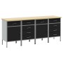 Conjunto de Armario de Trabajo de 4 Piezas Negro y Gris de Madera de Ingeniería y Acero by , Work tables - Ref: Foro24-332138...