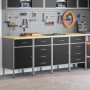 Conjunto de Armario de Trabajo de 4 Piezas Negro y Gris de Madera de Ingeniería y Acero by , Work tables - Ref: Foro24-332138...