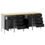 Conjunto de Armario de Trabajo de 4 Piezas Negro y Gris de Madera de Ingeniería y Acero by , Work tables - Ref: Foro24-332138...