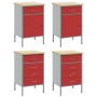 Set de armarios de trabajo de 4 piezas en rojo y gris, hechos de madera y acero von , Arbeitstische - Ref: Foro24-3321387, Pr...