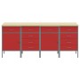 Set de armarios de trabajo de 4 piezas en rojo y gris, hechos de madera y acero von , Arbeitstische - Ref: Foro24-3321387, Pr...