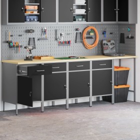 Juego de gabinete de trabajo y mesa de esquina de 5 piezas Negro Madera de , Mesas de trabajo - Ref: Foro24-3321392, Precio: ...