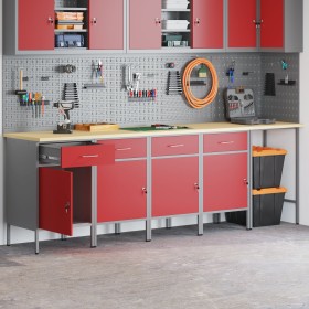 Set de cabina de trabajo y mesa de esquina de 5 piezas en madera roja de , Mesas de trabajo - Ref: Foro24-3321393, Precio: 53...