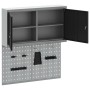 Conjunto de gabinete de herramientas y panel perforado de 3 piezas montado en la pared de metal negro by , Tool Organization ...
