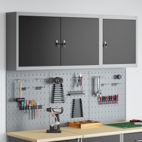 Set de Armario de Herramientas y Panel de Clavos de 5 Piezas Montado en la Pared Negro Metal de , Organización y almacenamien...