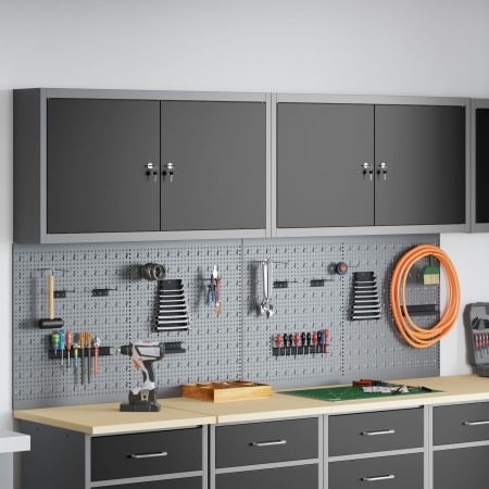 Conjunto de gabinete de herramientas y panel perforado de 6 piezas montado en la pared de en metal negro von , Werkzeugorgani...