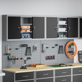 Set de gabinete de herramientas y panel perforado de 4 piezas montado en la pared, metal negro von , Werkzeugorganisation und...