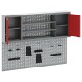 Conjunto de armario de herramientas y panel de clavijas de 6 piezas montado en la pared de metal rojo von , Werkzeugorganisat...