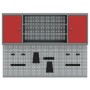 Conjunto de armario de herramientas y panel de clavijas de 6 piezas montado en la pared de metal rojo von , Werkzeugorganisat...