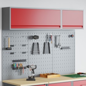 Conjunto de gabinete de herramientas y panel perforado de 5 piezas montado en la pared de Rojo Metal by , Tool Organization a...