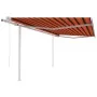 Automatic retractable awning with orange and brown poles 4x3 m by vidaXL, Awnings - Ref: Foro24-3069950, Price: 716,61 €, Dis...
