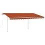 Automatic retractable awning with orange and brown poles 4x3 m by vidaXL, Awnings - Ref: Foro24-3069950, Price: 716,61 €, Dis...
