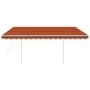 Automatic retractable awning with orange and brown poles 4x3 m by vidaXL, Awnings - Ref: Foro24-3069950, Price: 716,61 €, Dis...