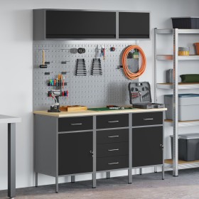 8-piece workbench set Black Steel by , Work tables - Ref: Foro24-3321444, Price: 602,11 €, Discount: %