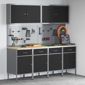 Juego de 10 piezas para armario de trabajo y panel perforado Negro MDF y Metal de , Mesas de trabajo - Ref: Foro24-3321482, P...