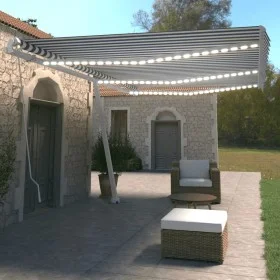 Toldo manual retráctil con LED azul y blanco 600x350 cm de vidaXL, Toldos - Ref: Foro24-3069681, Precio: 835,64 €, Descuento: %