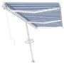 Manual retractable awning with blue and white LED 600x350 cm by vidaXL, Awnings - Ref: Foro24-3069681, Price: 863,54 €, Disco...