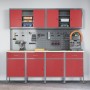 10-Piece Cabinet and Perforation Board Set in Red, MDF and Metal by , Work tables - Ref: Foro24-3321485, Price: 796,07 €, Dis...
