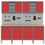 10-Piece Cabinet and Perforation Board Set in Red, MDF and Metal by , Work tables - Ref: Foro24-3321485, Price: 796,07 €, Dis...