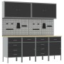 Set of Work Cabinet and 10 Peg Panel of 10 Pieces Black MDF and Metal by , Work tables - Ref: Foro24-3321488, Price: 847,50 €...