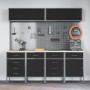 Set mit 10 Stück Arbeitsschrank und Werkzeugplatte, schwarzes MDF und Metall von , Arbeitstische - Ref: Foro24-3321492, Preis...